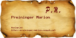 Preininger Marion névjegykártya